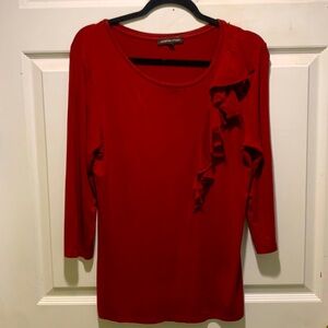 Classic Crimson Ruffled Adrienne Vittadini Top Women’s L